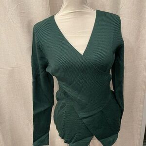 Elegant Green Wrap Sweater